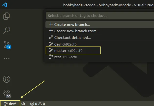 How to easily delete Git Branches in Visual Studio Code | bobbyhadz