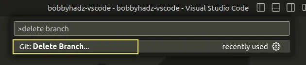 delete branch using command palette