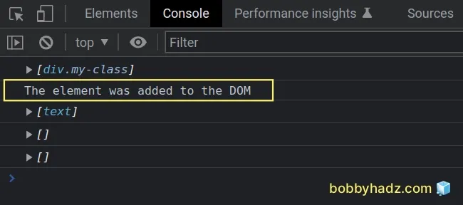 detect when element is aded to the dom
