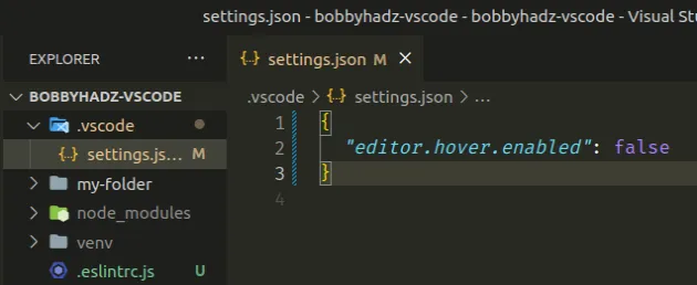 disable hover hints for current project