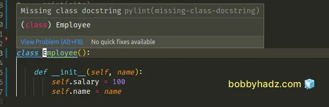 missing class docstring pylint