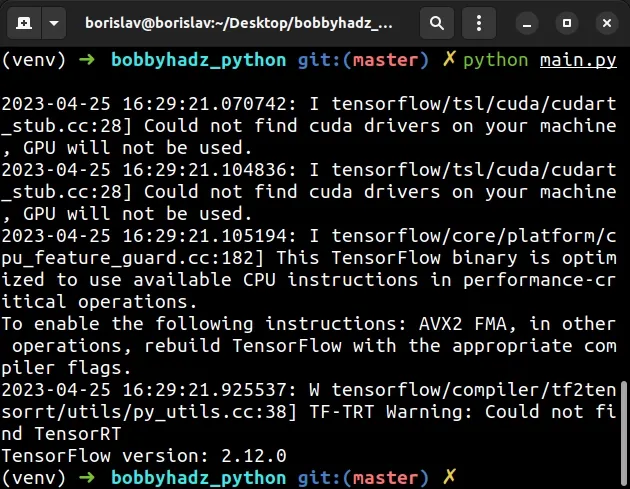 without suppressing tensorflow warnings