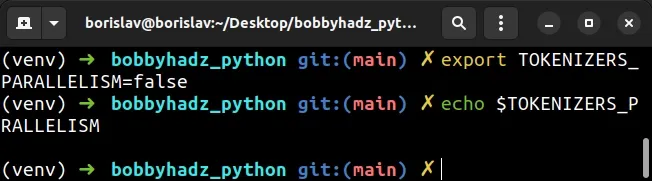 disable tokenizers parallelism environment variable