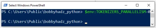 set tokenizers parallelism env variable in powershell on windows