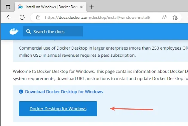 click download docker for desktop