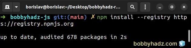 npm install with registry flag