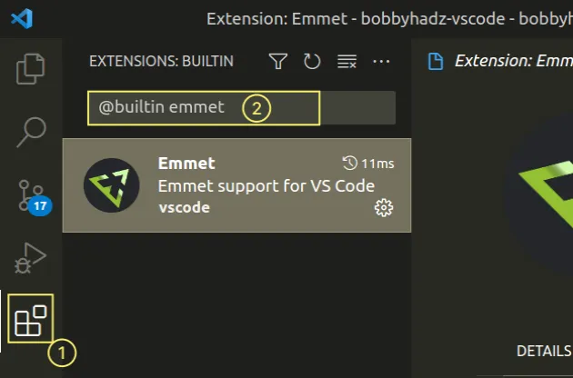 make sure emmet extension installed and enabled