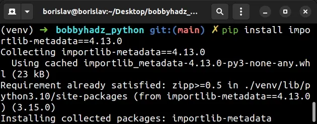 pin importlib metadata to version 4 13 0
