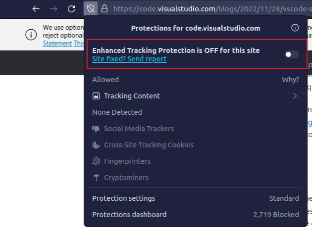 disable enhanced tracking protection