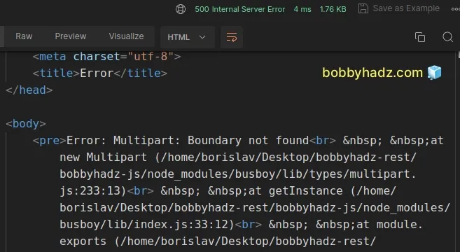 error multipart boundary not found