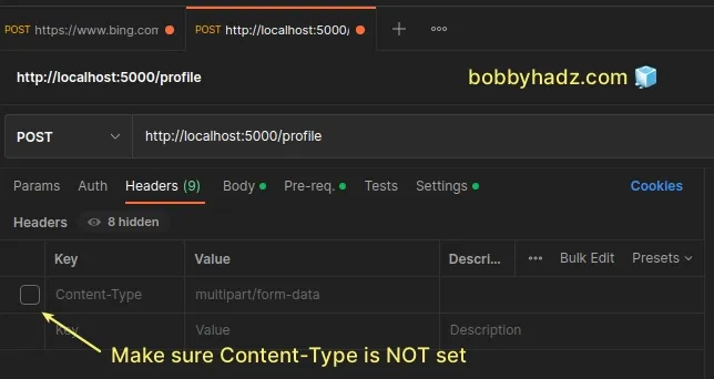 make sure content type is not set