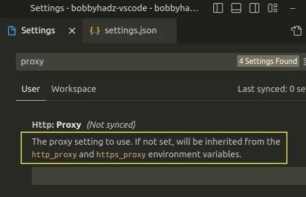 vscode uses http proxy if no proxy is configured