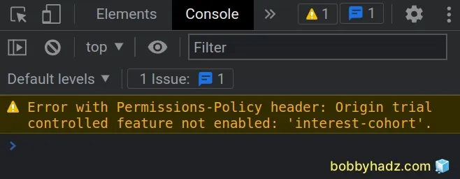 error with permissions policy header unrecognized feature