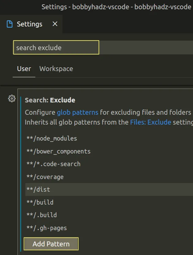 exclude folders from all searches