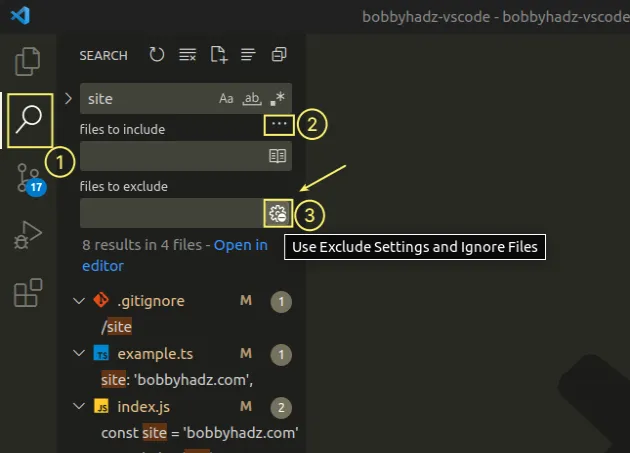 How to exclude Folders from Search in Visual Studio Code | bobbyhadz