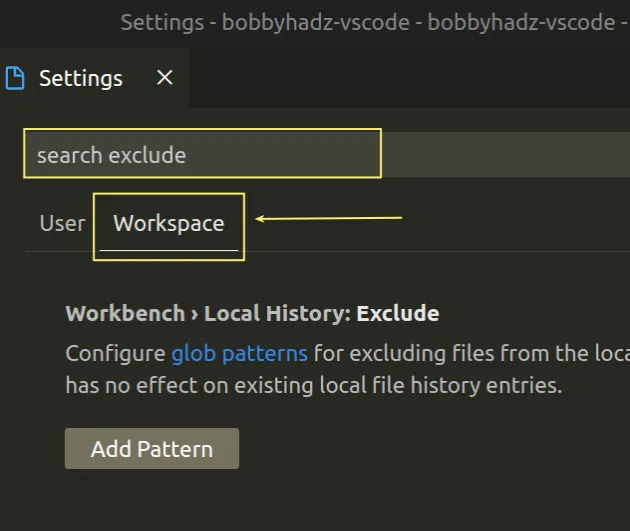 select workspace tab