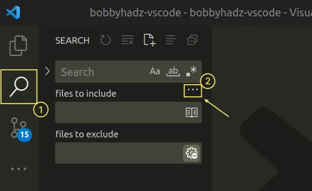 show files to exclude field
