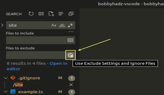 use exclude settings and ignore files