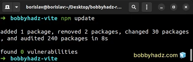 run npm update command