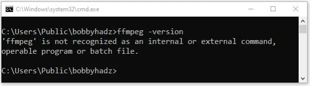 ffmpeg is not recognized as internal or external command