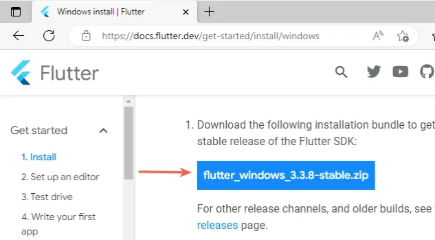 download flutter installer windows