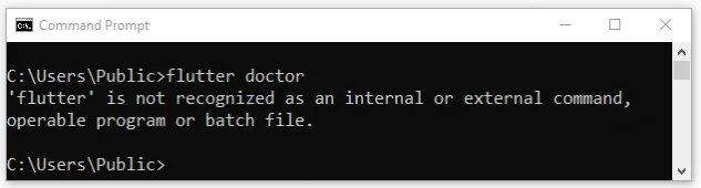 flutter is not recognized as internal or external command
