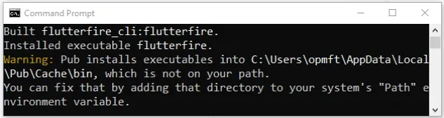 flutterfire warning message