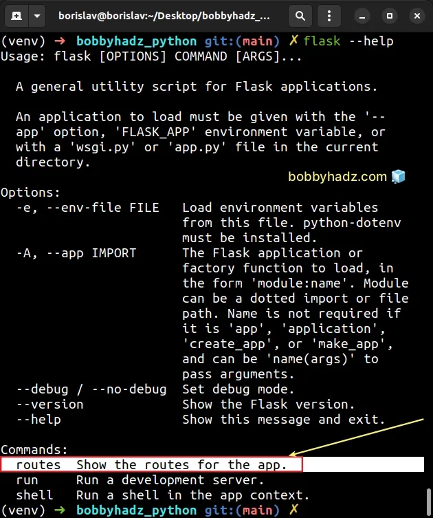 issue flask help command