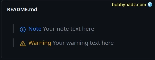 warning and text on same line