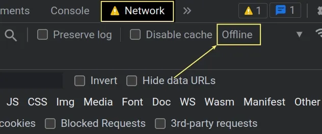 network set to offline