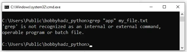 grep is not recognized as internal or external command