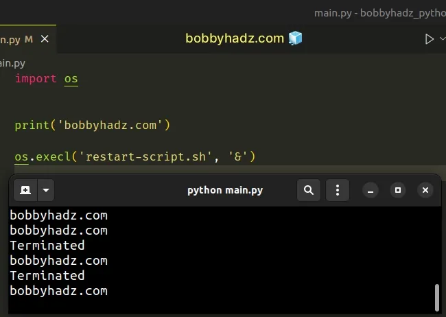 restart python script with bash script
