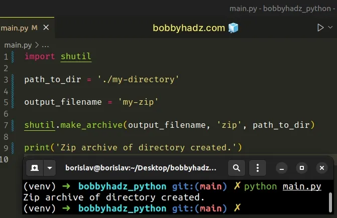 create zip archive of directory in python