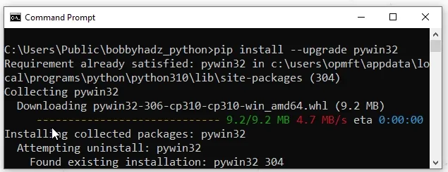 upgrade pywin32 to the latest version