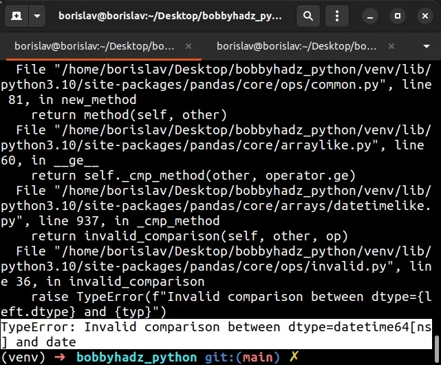 TypeError Invalid Comparison Between datetime64 ns And Date Bobbyhadz