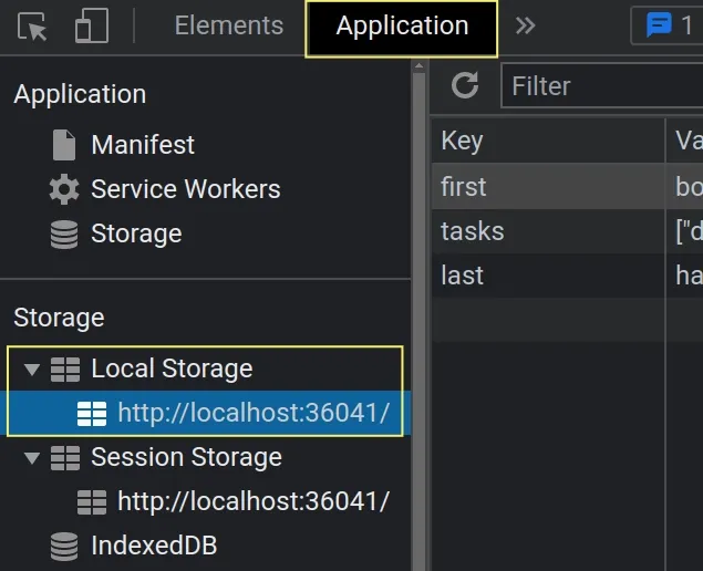 select application local storage
