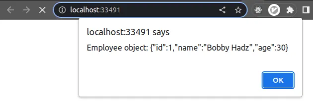 alert object variable and message