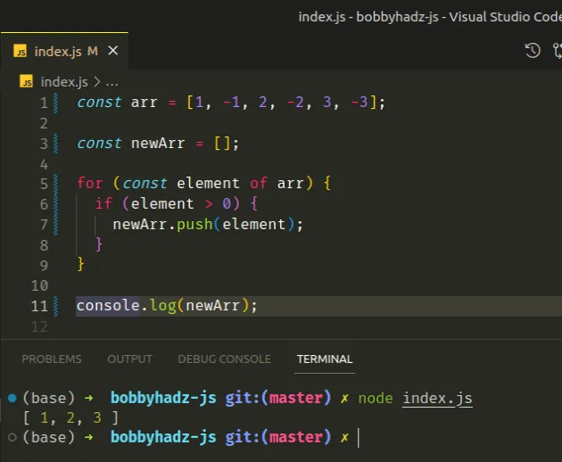 for of array comprehension like filter