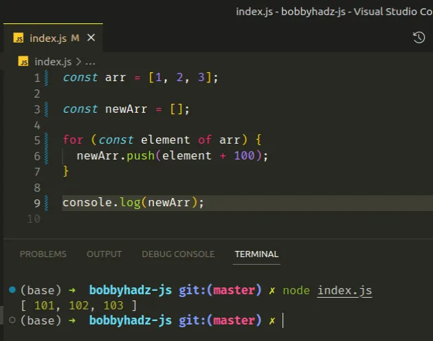 for of array comprehension like map