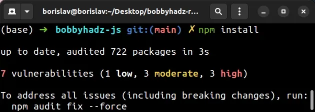 run npm install command