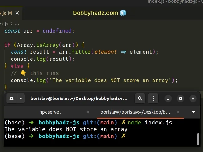 check if variable stores an array