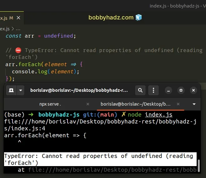 cannot read properties of undefined reading foreach