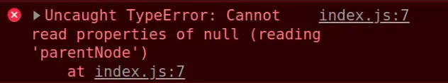 cannot read property parentnode of null