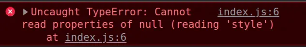 cannot read property style of null
