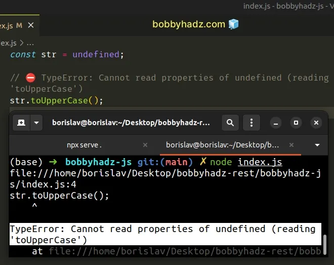 typeerror cannot read property touppercase of undefined