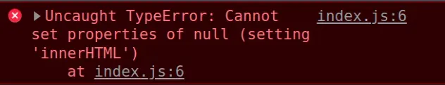 cannot set property innerhtml of null