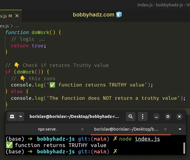 check if function returns truthy value
