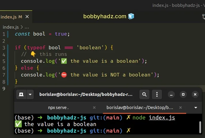 using typeof operator to check for boolean