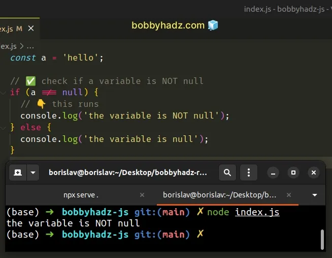 check-if-a-variable-is-not-null-in-javascript-bobbyhadz