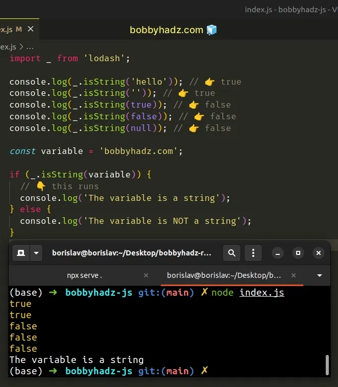 Check if a Variable is a String using JavaScript | bobbyhadz